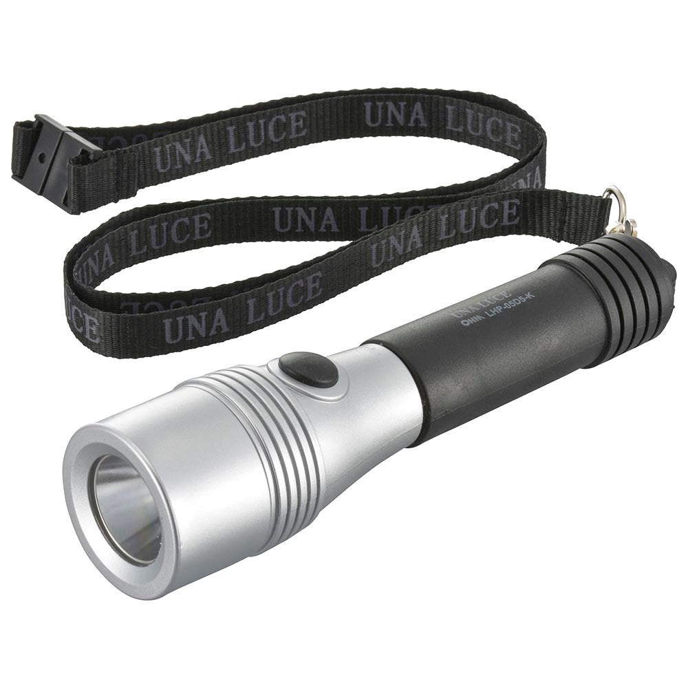 LEDライト(50Lm/単3形×2本付属/ネックストラップ付/ブラック)_08-1501_LHP-05D5-K_OHM(オーム電機)